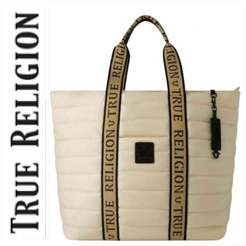True Religion Quilted Nylon Tote Bag- Ivory